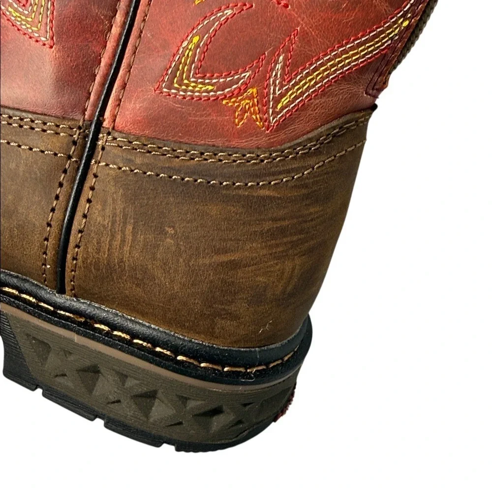 Georgia Kids‎ Red/ Brown Leather Carbo-Tec LT Pull-On Cowboy Boots Size 3M